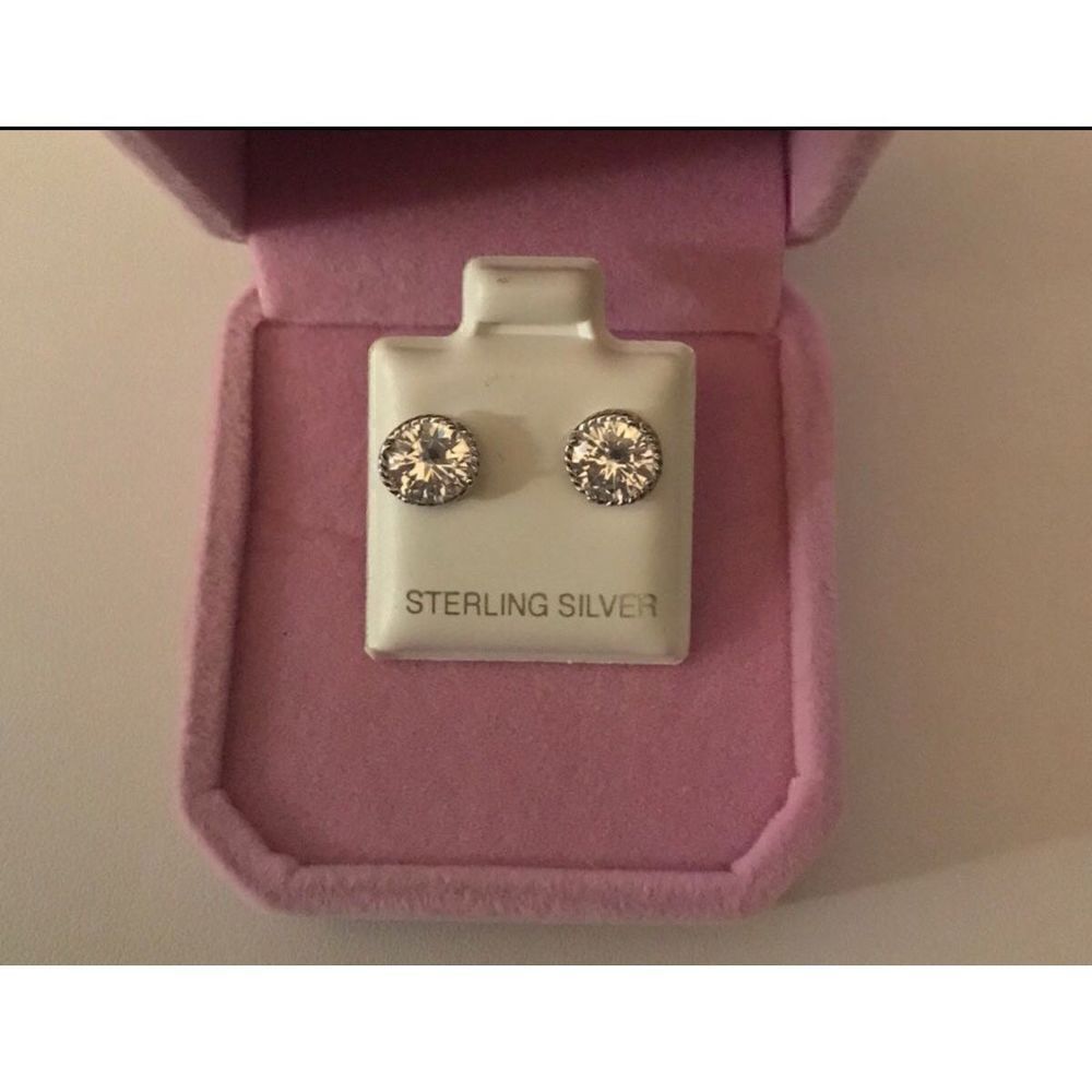 New~2.86 Ct. Round Cut Rope Texture Frame Sim Diamond Stud Earrings~.925 SS